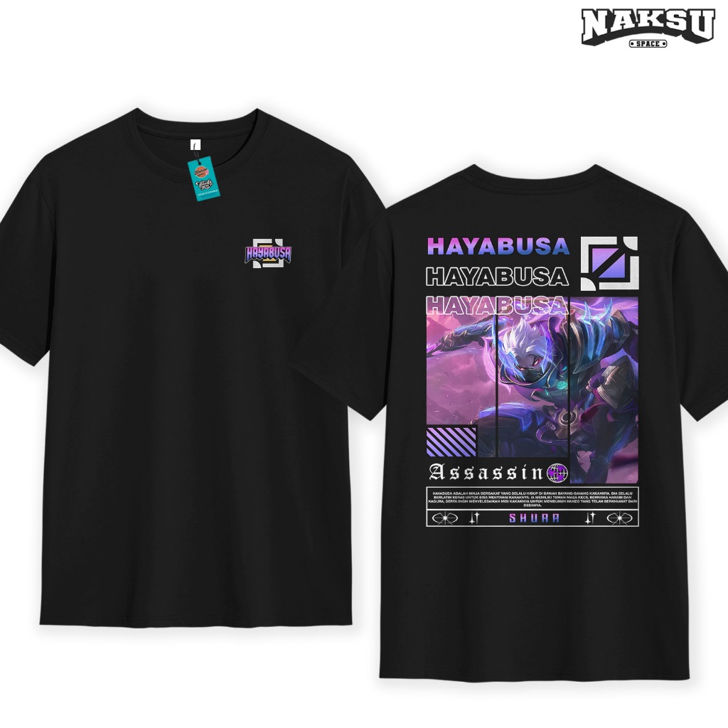 KAOS MOBILE LEGENDS SKIN HAYABUSA SHURA UNISEX BAJU DISTRO MOBA KATUN COMBED 30S