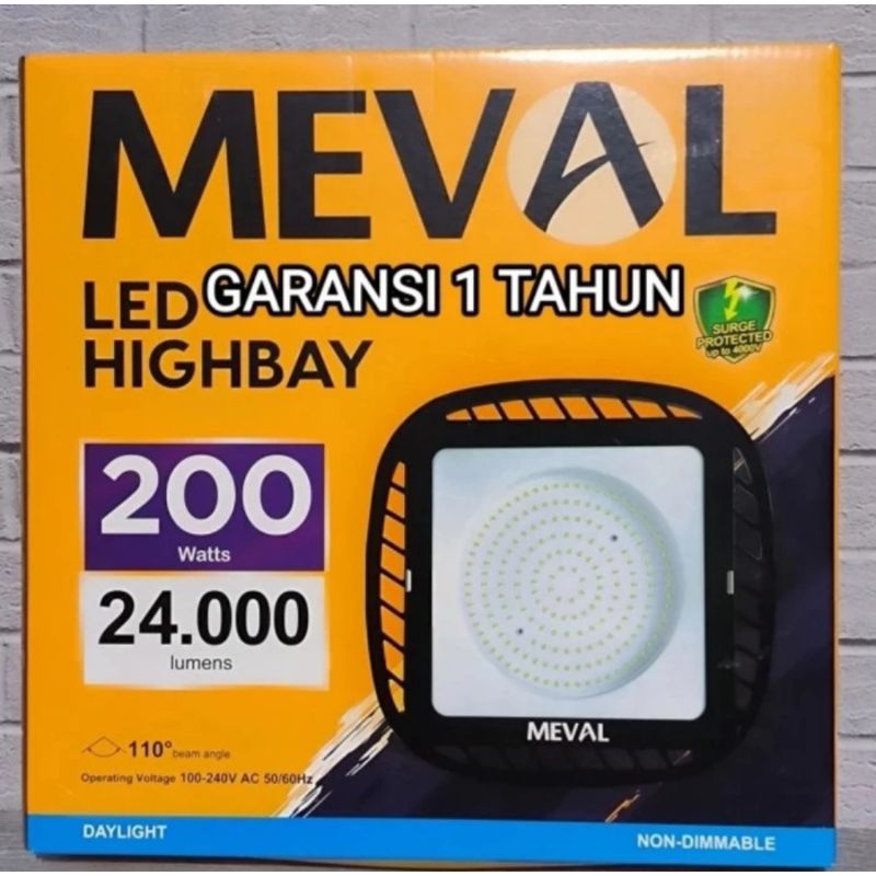 MEVAL LAMPU LED HIGHBAY UFO 200W CAHAYA PUTIH SNI GARANSI 1 TAHUN