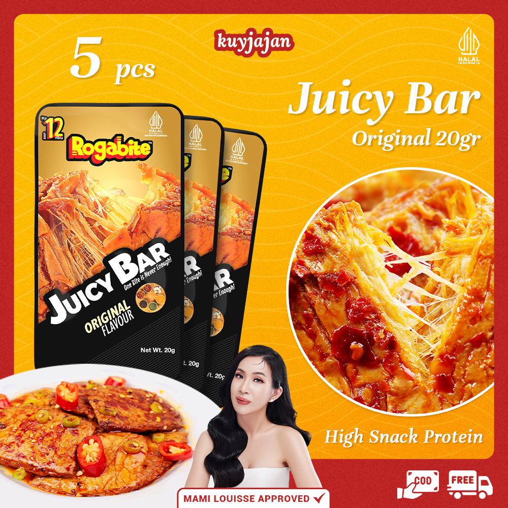 

Rogabite x MAMI LOUISSE - KuyJajan [HALAL] [5PCS] Juicy Bar Gluten Spicy Tofu Snack High Protein Camilan Makanan Ringan 20gr | Latiao Halal