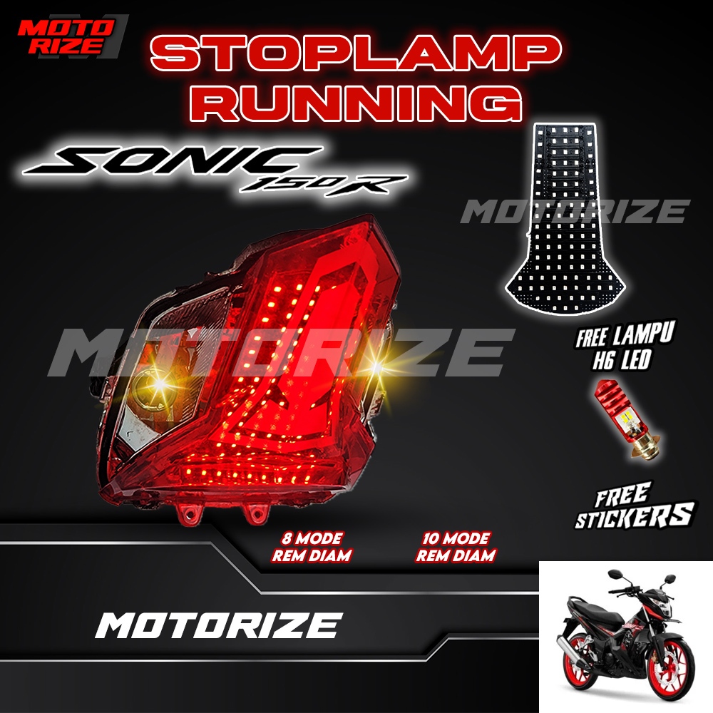 STOPLAMP RUNNING SONIC 150R LAMPU REM LED RUNNING 8 / 10 MODE LAMPU BELAKANG MOTOR VARIASI MOTORIZE