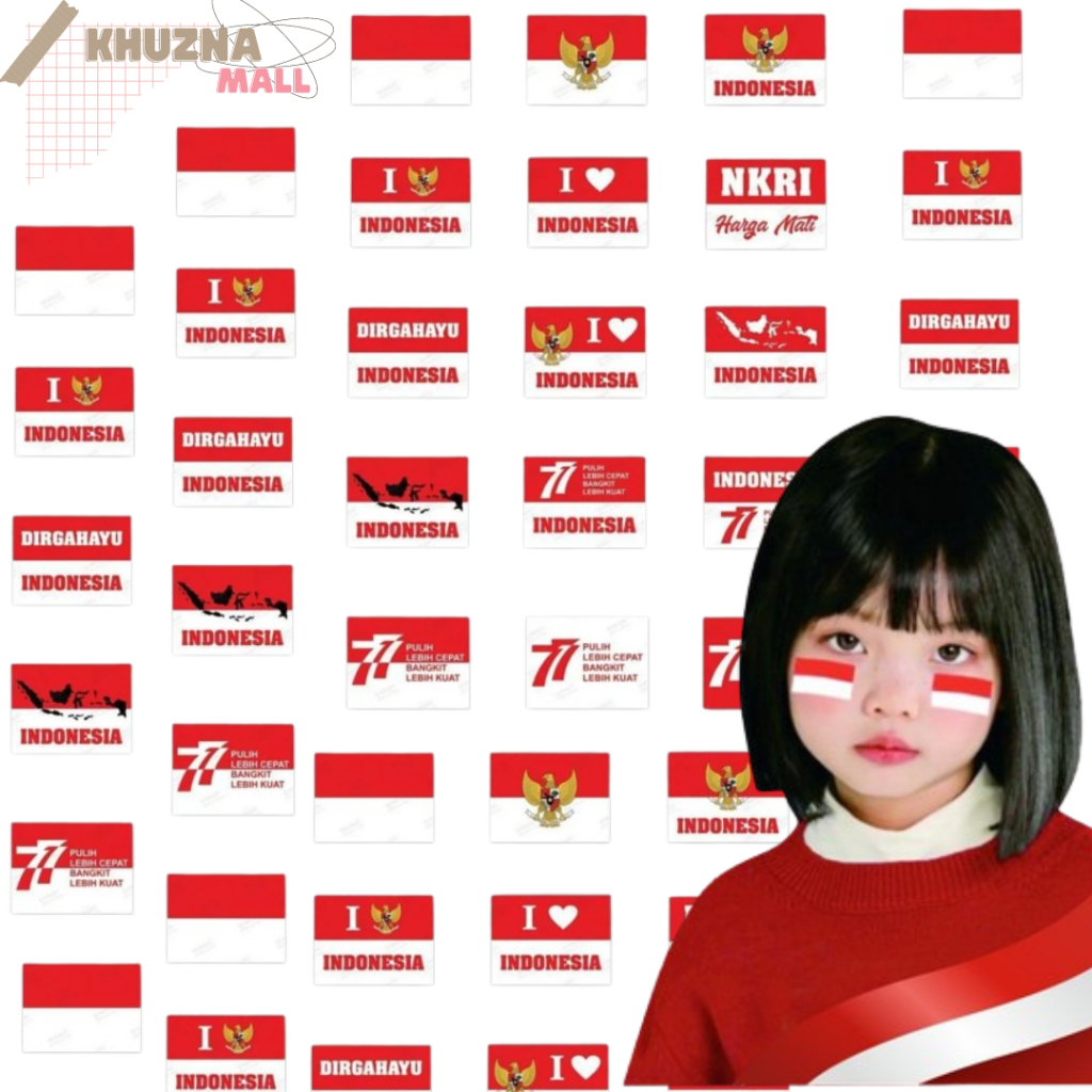 

Sticker Tempelan Pipi Isi 100 Merah Putih Bendera Tempel Pipi Karnaval
