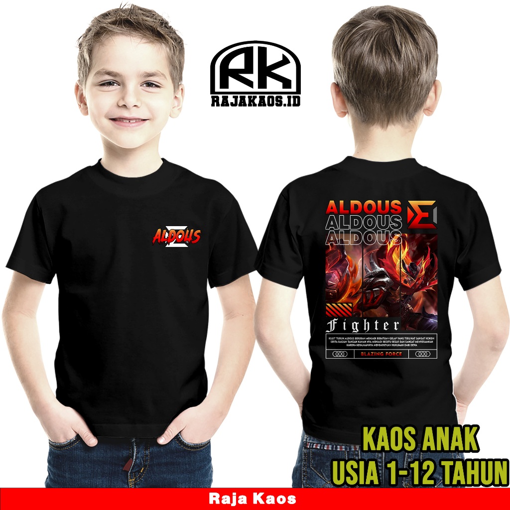 KAOS ANAK MOBILE LEGEND ALDOUS BLAZING FORCE - KAOS ALDOUS FIGHTER - KAOS NYAMAN DAN ADEM UNISEX