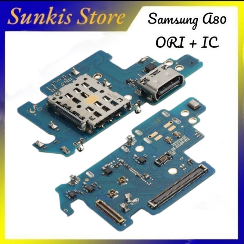 Konektor Charger Samsung A80 ORI + IC Papan Cas + Mic Board Charger