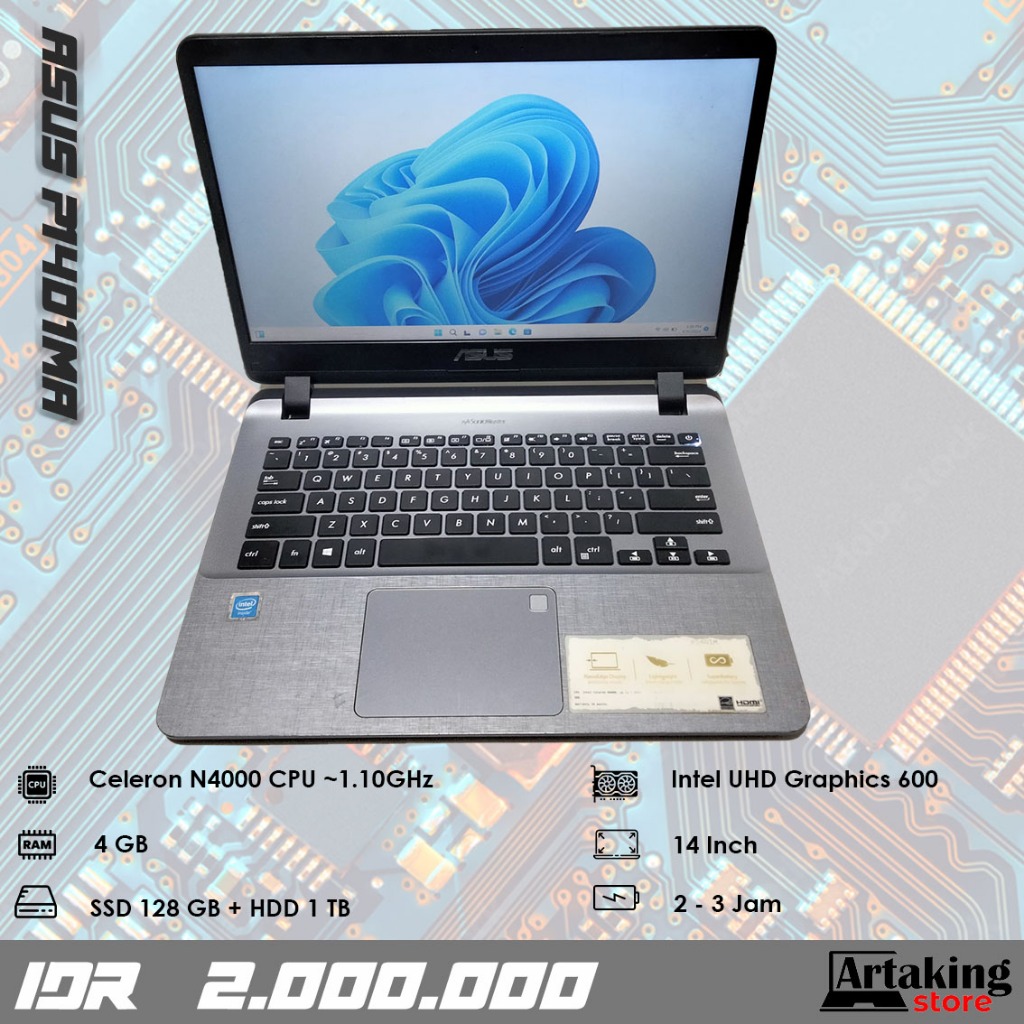 Asus P1401MA - Celeron N4000 - Sudah SSD