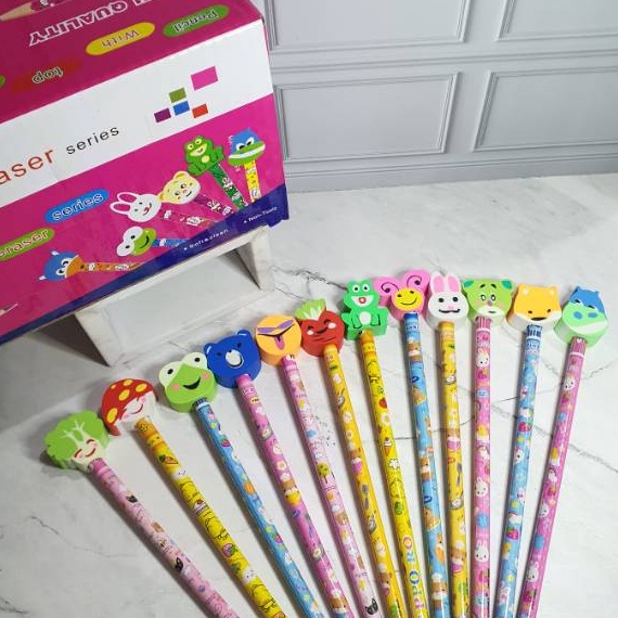 

TERBAIK Pensil penghapus SUPER 1box24setpensil unikpensil stippensil hapusan