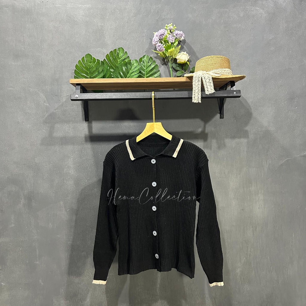 HEMAKU - DEBORA Cardigan Rajut atasan wanita berkancing 4 motif polos korean style