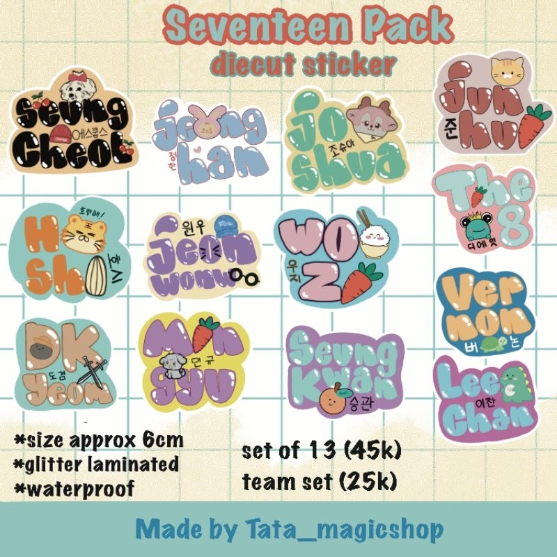 

Seventeen TXT Die cut Glitter Sticker satuan