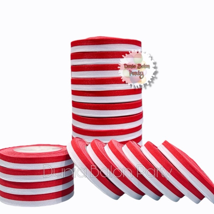 

ORIGINAL 1 ROLL Pita Satin Merah Putih 5 Inch Pita Merah Putih 127 Cm