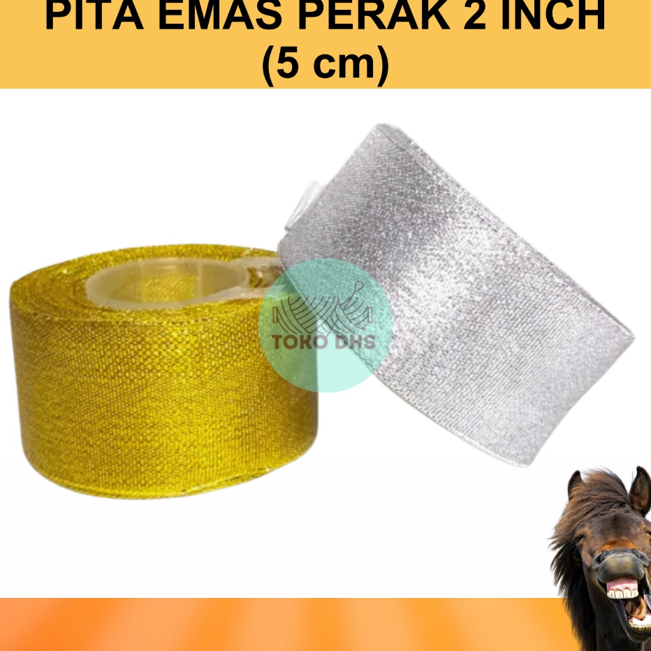 

LANGSUNG BELI GAN Pita Emas Perak 2 Inch 5 Cm Pita Glitter