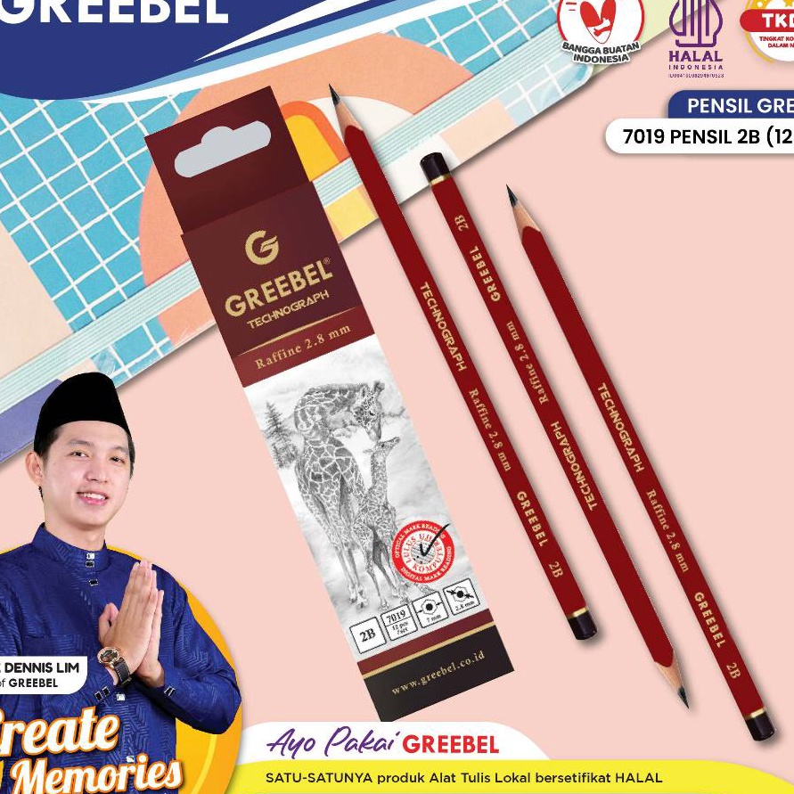 

RESTOK GAN GREEBEL Pensil Pencil KayuGrafitGraphite 2B 719 tdk be utk ujian sekolahgambar