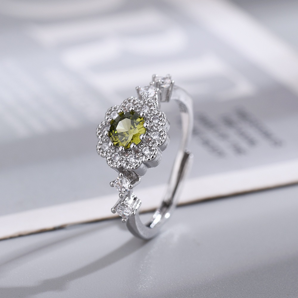 Cincin Berlian Hijau  Cincin Zamrud Cincin perak asli S925 Wanita Cincin Tunangan Kawin Nikah Sterli