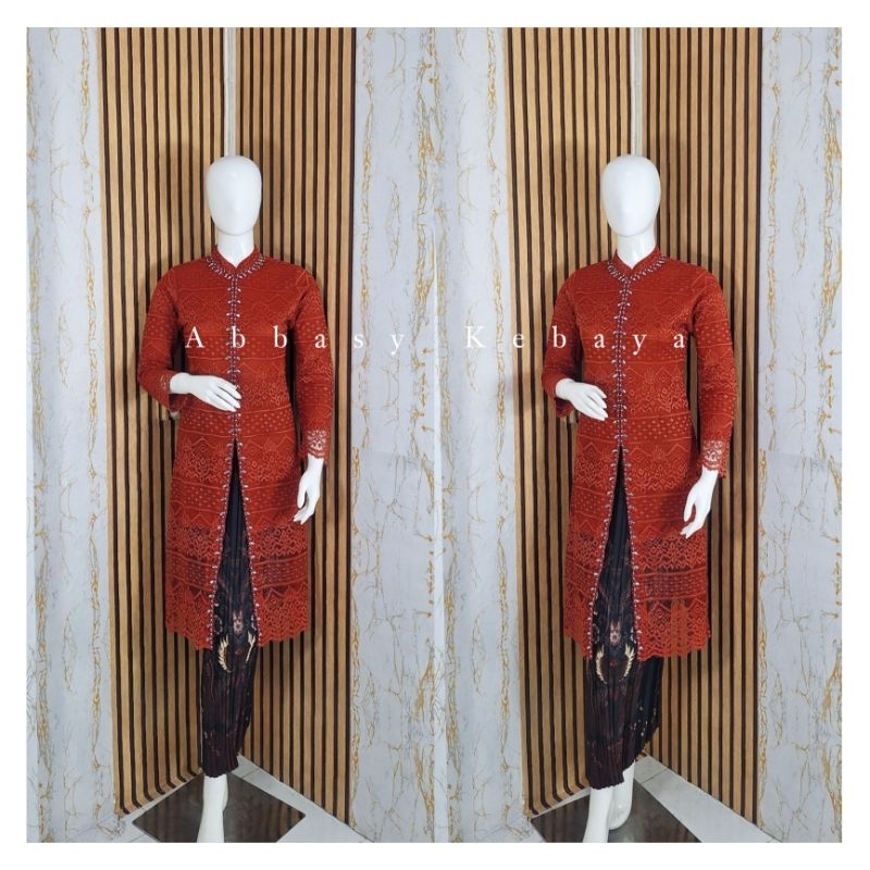 Kebaya tunik brokat kerah sanghai kebaya tunik modern kombinasi payet