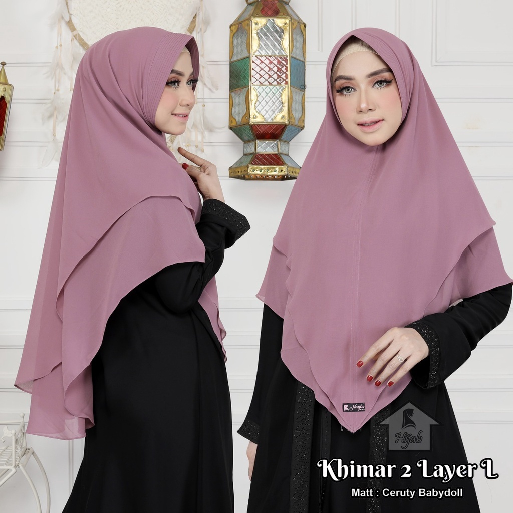 Khimar Syari JUMBO LV Ceruty 2 layer Instan Premium/Jilbab Lancip LV ceruty Langsung Pakai