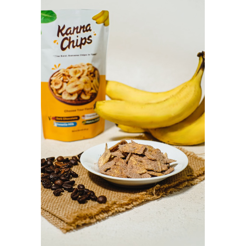 

Kanna Chips - Banana Chips Tiramisu Bites - Keripik Pisang Rasa Tiramisu - Bumbu Tebal Renyah 80gr