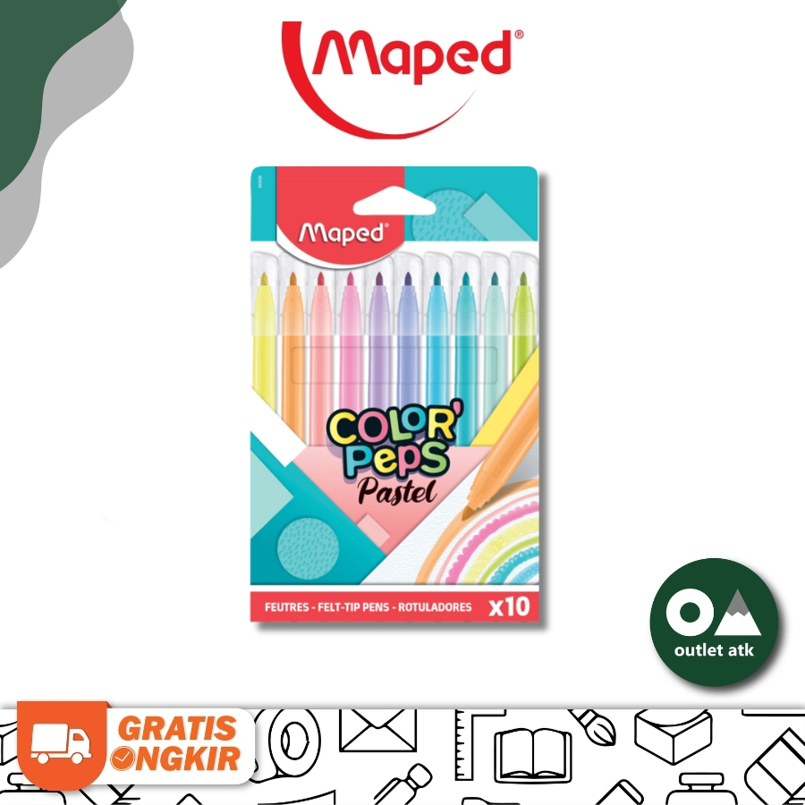 

Maped Colorpeps 10 Pastel Felt Tips - Spidol Anak Prancis