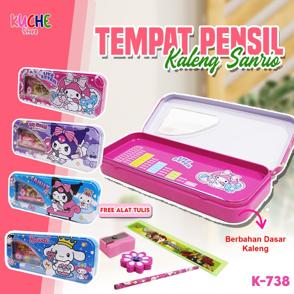

Tempat Pensil Kaleng Susun 2 Tingkat / Kotak Pensil Sanrio Kaleng / Pencil Case Kaleng Sanrio K-738 / Set Isi Alat Tulis Sanrio