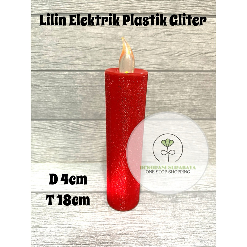 lilin elektrik merah plastik tabung