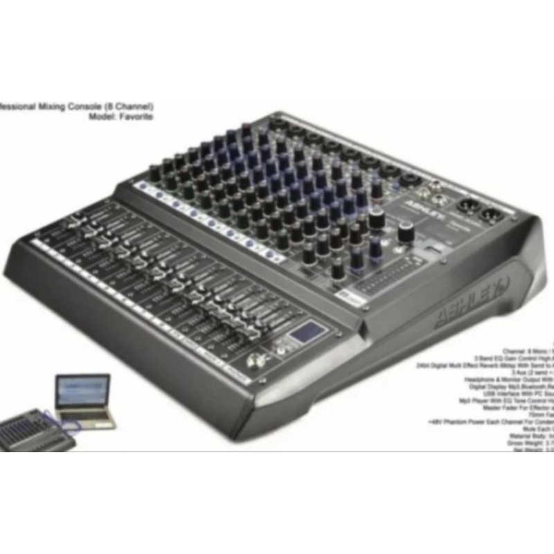 MIXER AUDIO ASHLEY FAVORITE 8CH BLUETOOTH-USB-RECORDING