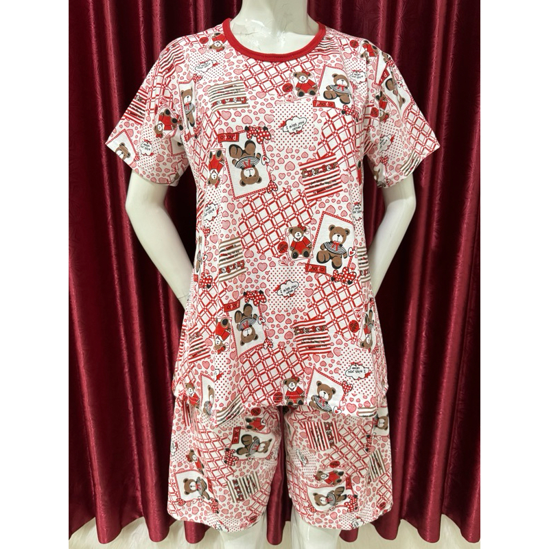 Baju Tidur Wanita/Stelan 3/4 Std Oblong Polos BKH Bahan Kaos