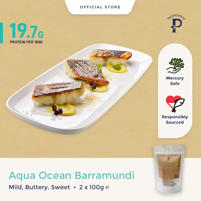 

Pacificatch Aqua Ocean Barramundi (Ikan Kakap Putih Laut) | 19.7G Protein per 100G