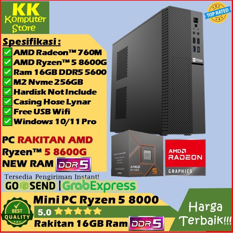 mini pc gaming amd ryzen 5 8600g | ram 16gb ddr5 | m2 256gb [ pc mini gaming editing ryzen 5 8600g ]