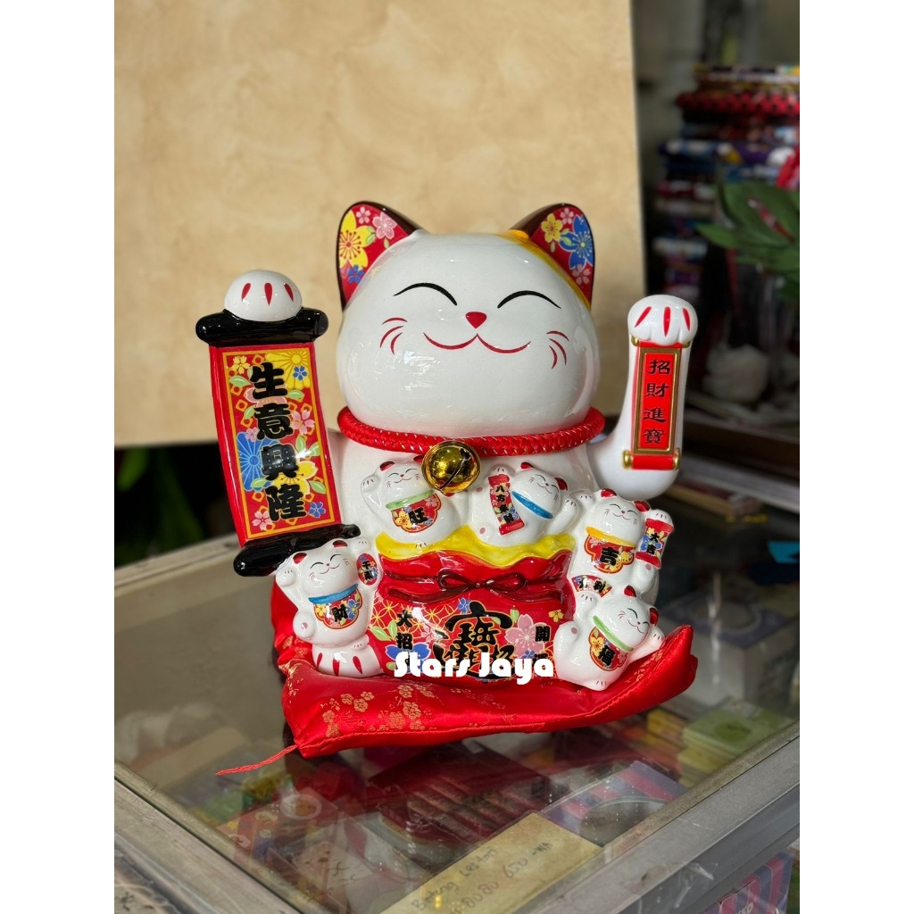 Dekorasi Hiasan Kucing Hoki Rejeki Tangan Bergerak, Size Jumbo Premium
