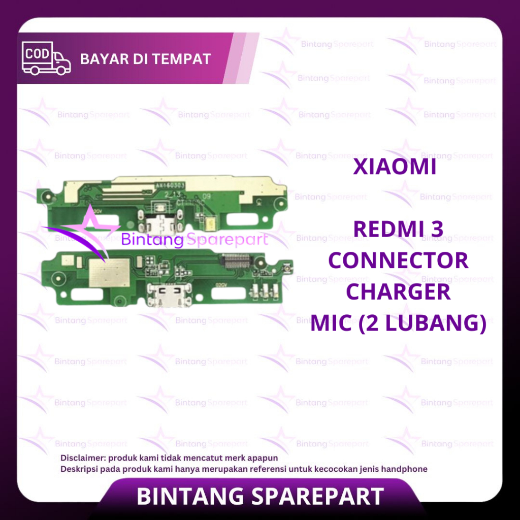 FLEXIBEL XIAOMI REDMI 3 + CONNECTOR CHARGER + MIC (2 LUBANG)