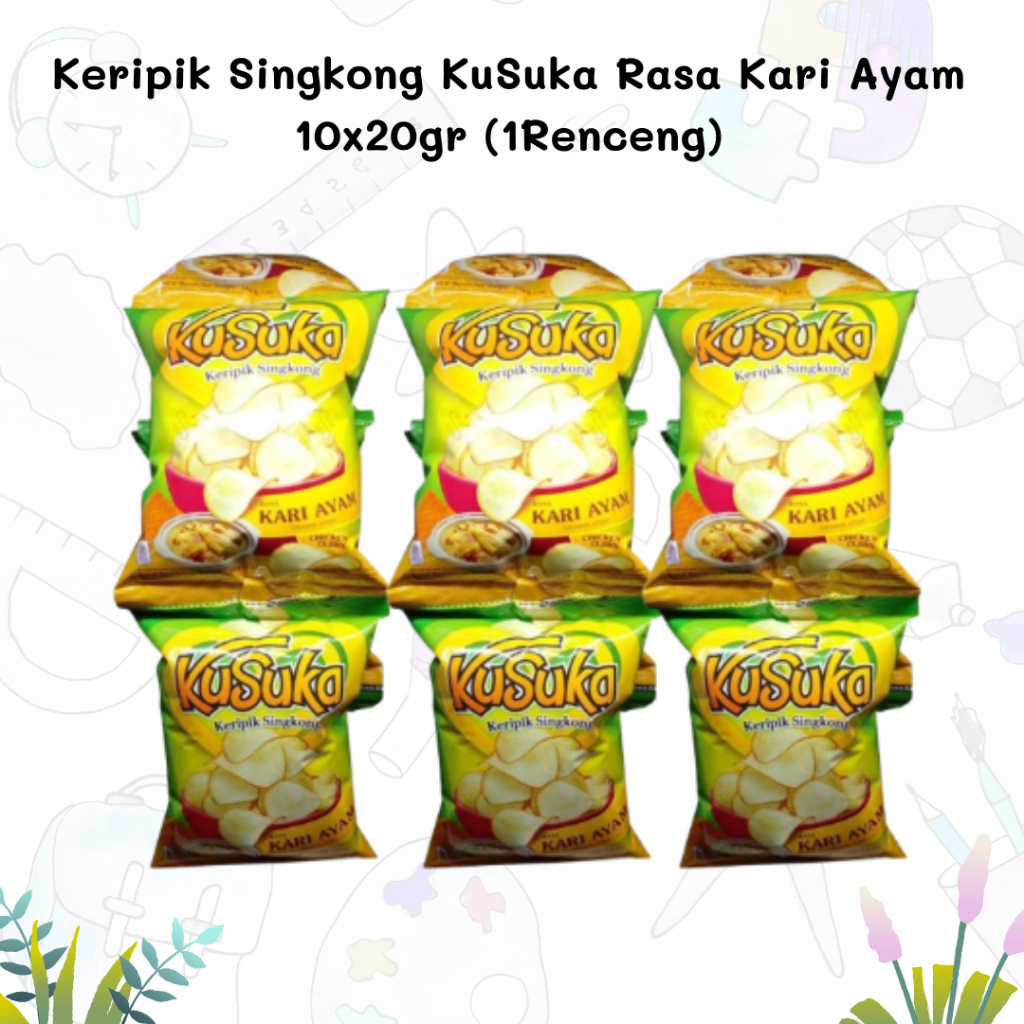 

Keripik Singkong KuSuka Rasa Kari Ayam 10x20gr (1Renceng)