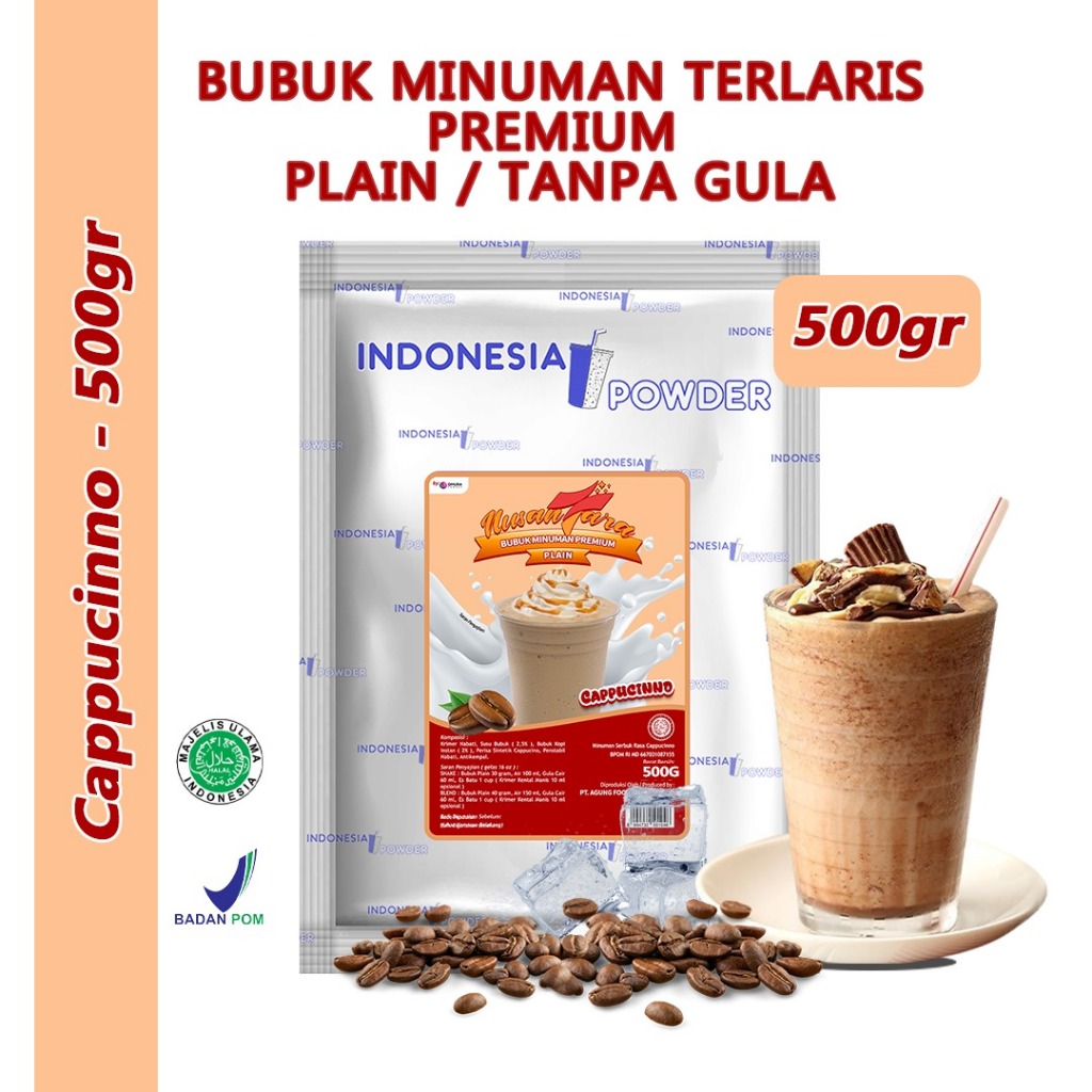 

NUSANTARA Bubuk Minuman Instant Premium Plain Tanpa Gula Horeca Rasa Cappuccino / Cappucino 500 Gr Omura Powder