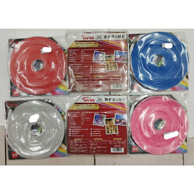 MYVO Led Strip Neon Flexibel Prime 2835 Panjang Kabel 5 Meter