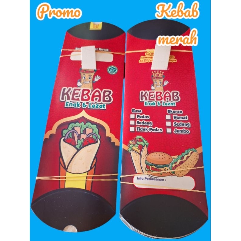 

[100 picis] Bungkus kebab,dus kebab ivory,varian merah cerah.uk.24x9