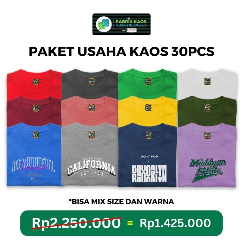Paket Usaha 30 Kaos Murah / Kaos Premium / Kaos Distro