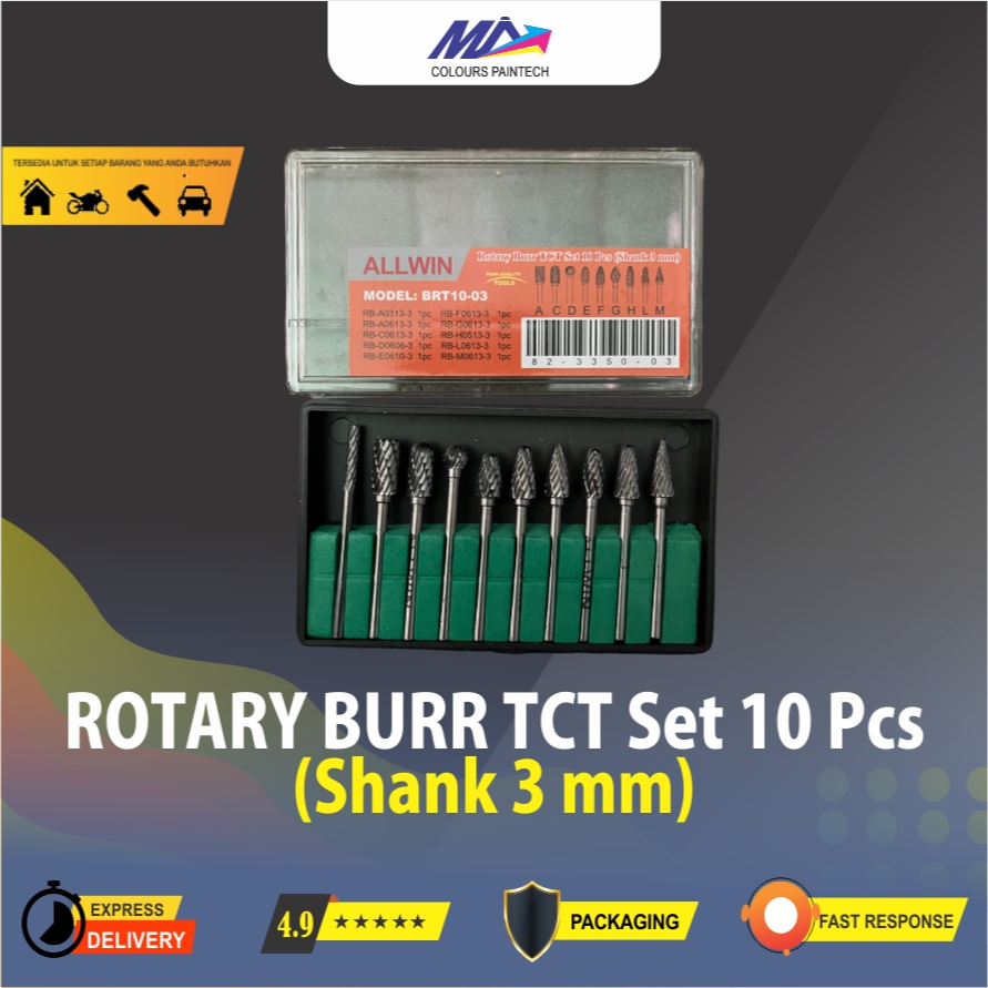 10pcs Mata bor tuner metal / Set 10 pcs mata bor cun kikir besi baja ALLWIN WIPRO TCT (SHANK 3 mm)