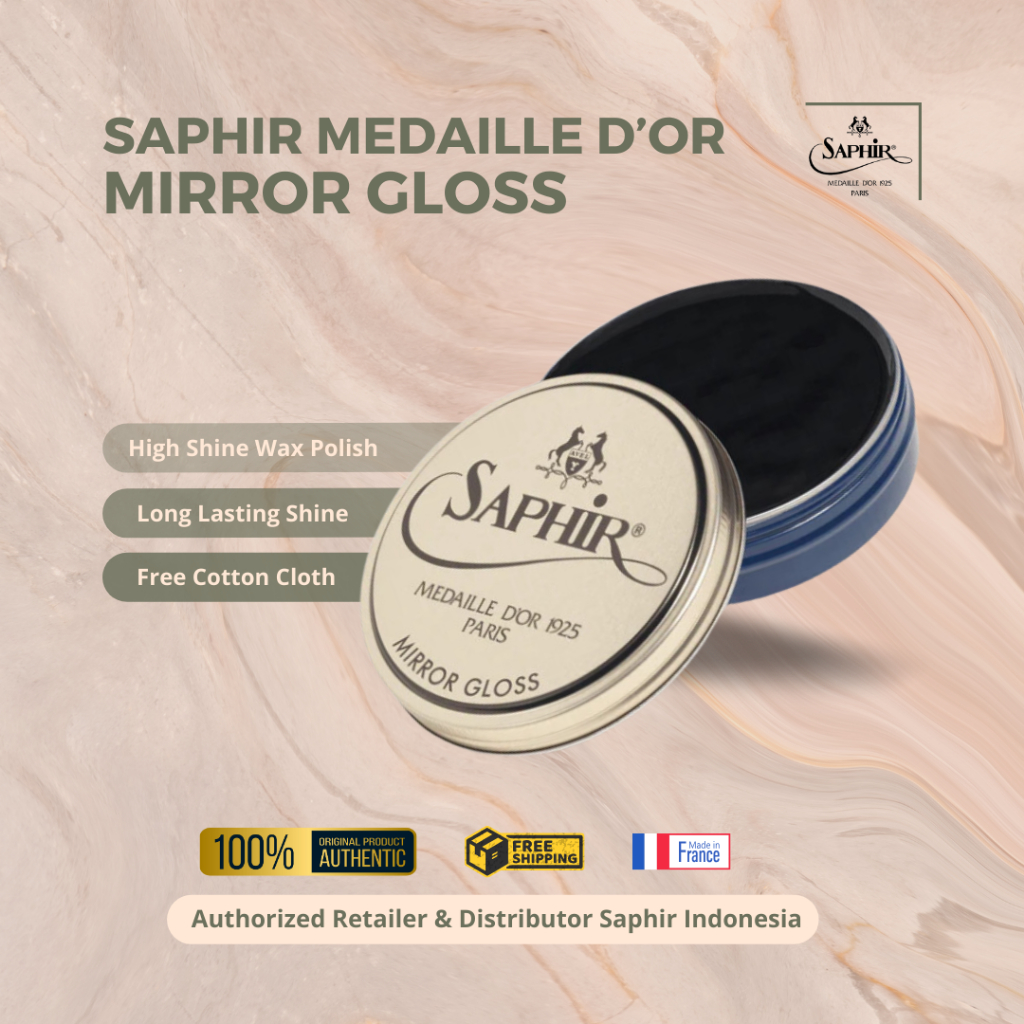 Saphir Mirror Gloss | Navy Blue 75gr | Medaille D’Or | Semir Sepatu Berbahan Kulit Efek Kaca￼