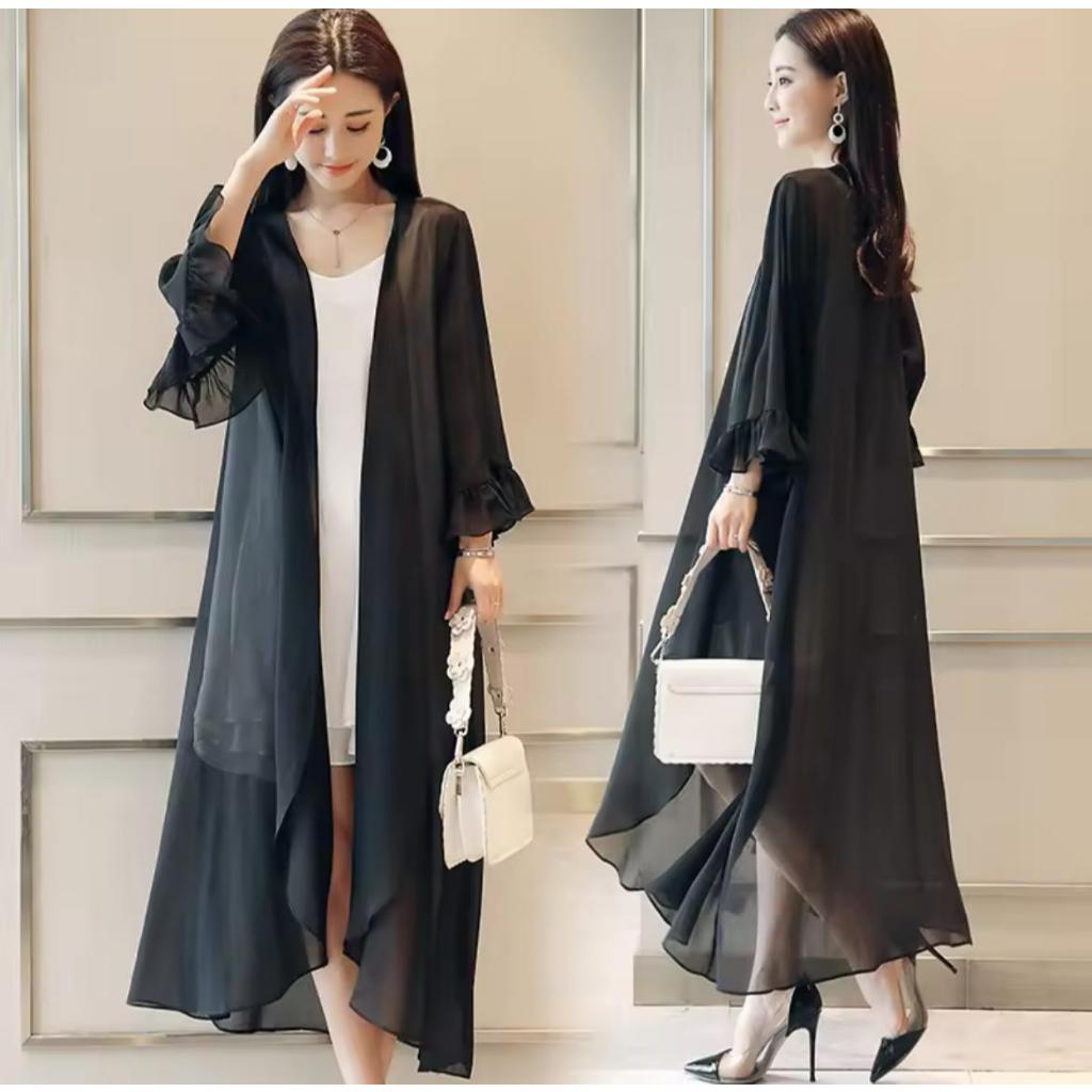 Toply shop Long outer korea style / Cardigan transparan  / cardigan pantai
