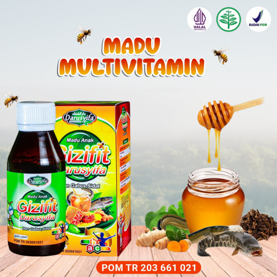 GIZIFIT Darusyifa 120ml – Madu Ekstrak Pegagan & Albumin Ikan Gabus untuk Nafsu Makan Anak