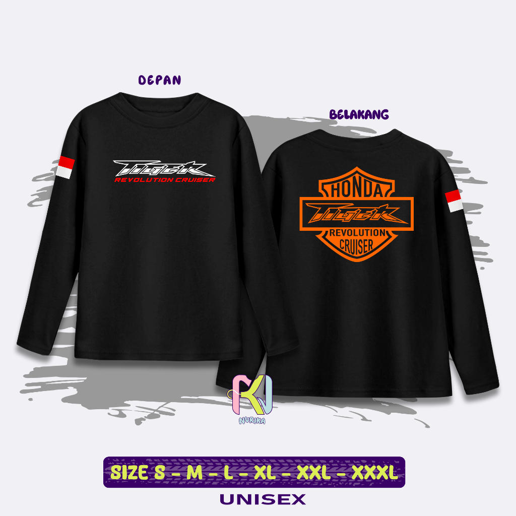 Kaos Motor Honda Tiger Revolition Lengan Panjang T Shirt Distro Pria Honda Tiger Herex