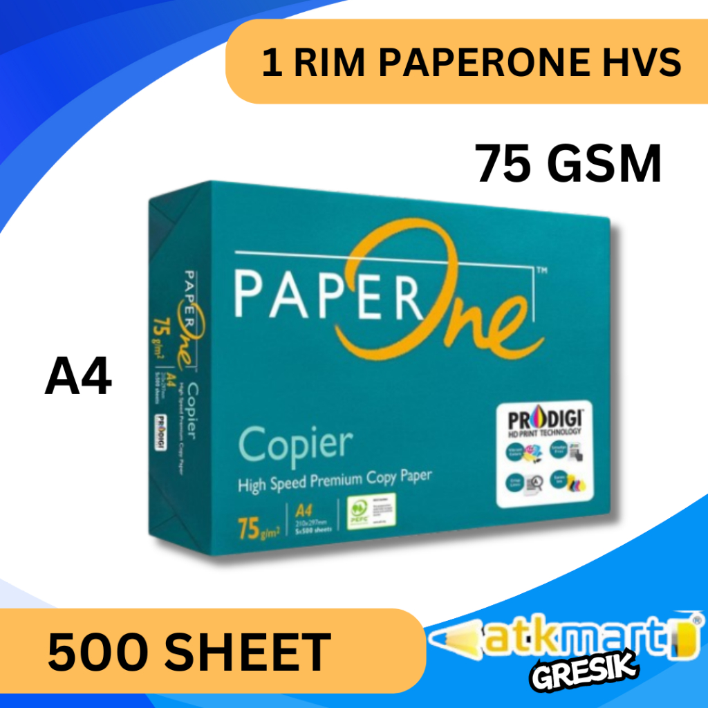 

PAPERONE KERTAS HVS A4 75 GSM 1 RIM 500 LEMBAR KERTAS FOTOCOPY KERTAS PRINT FOTOKOPI PUTIH MURAH