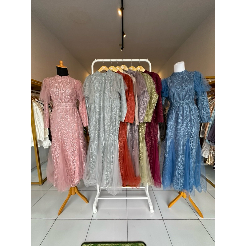 Dress party tile bordir+ tile polos+ furing