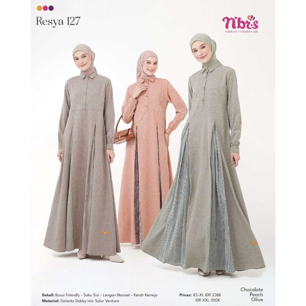 Nibras Gamis RESYA 127 Baju Gamis Wanita Dewasa Polos