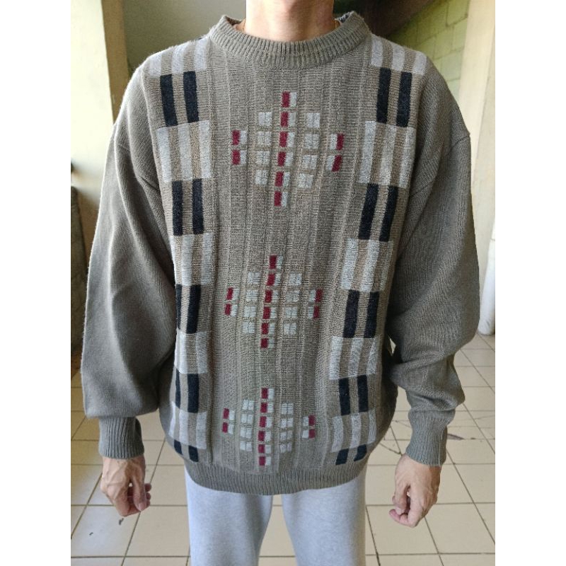 CARBIA Sweater Rajut motif timbul / pattern knitwear like Burberry