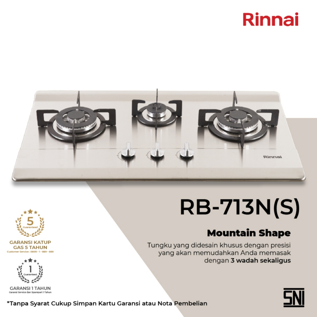 Kompor Tanam Gas Stove - RINNAI RB 713 N (S)