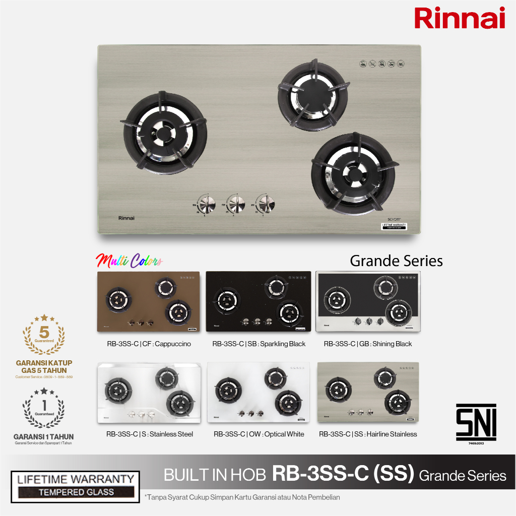 Kompor Tanam Gas Stove - RINNAI RB 3SS C (SS)