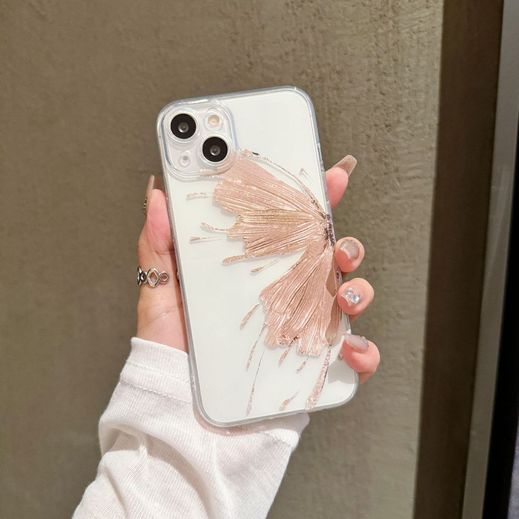 CASE IPHONE MOTIF TERBARU KUPU KUPU EMAS GOLD