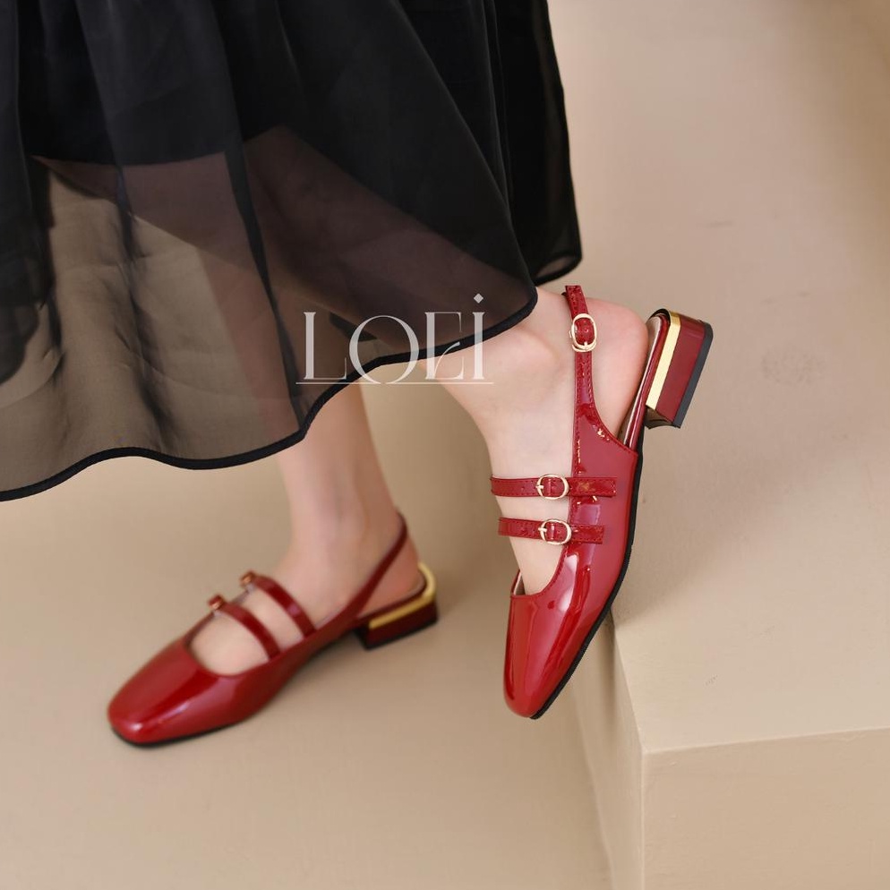 Model Baru LOEI Darla Sendal Korean Style Sepatu Jalan Jalan Wanita Mary Jane Shoes Slip On Kekinian