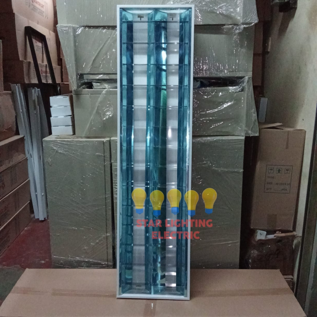 KAP LAMPU RM 2X40 (2x16watt lampu led ) PLAFON GYPSUM