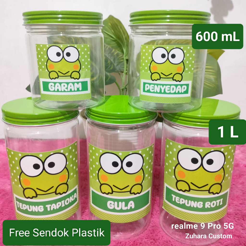 Toples bumbu Keroppi / toples bumbu free stiker / toples tutup hijau/ toples bumbu / toples hijau / 
