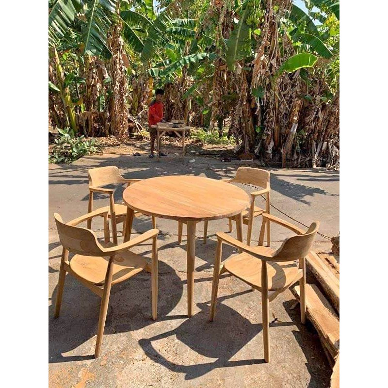 set meja kursi makan santai kayu