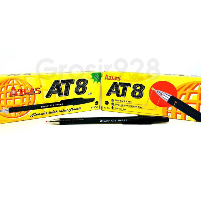 

SUPER Per 12 Balpoint Pulpen Balpen Bolpen Semi Gel Atlas AT8 Fine 5 mm