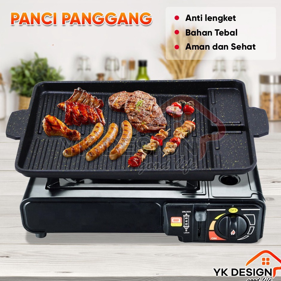 Ready Stok  YK DESIGN Tempat Pemanggang Daging  Alat Panggang Daging  alat pemanggang BBQ Grill Pan 